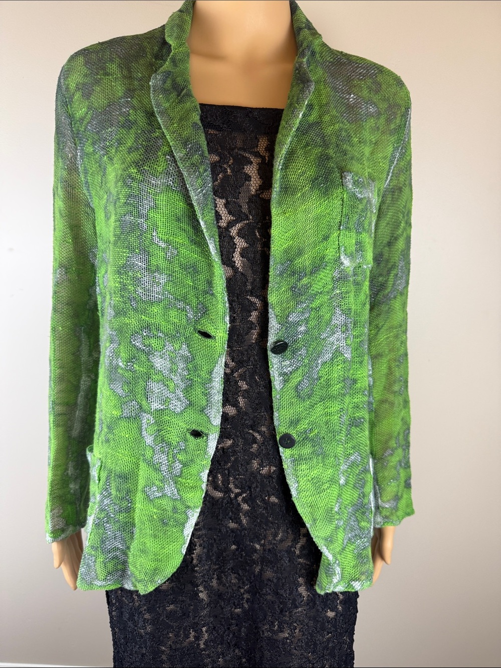Avant Toi Linen Blend Green Camo Blazer